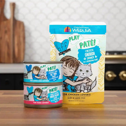 Weruva B.F.F. Play - Best Feline Friend Paté Lovers, Aw Yeah!, Paté Partay! Variety Pack, 3Oz Pouch (Pack of 12)10