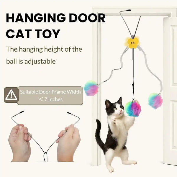 Interactive Cat Toys for Indoor Cats, Self-Play Hanging Door Toy for Kitten, Adjustable Height Exercise Bell Ball to Keep Kittens Active3