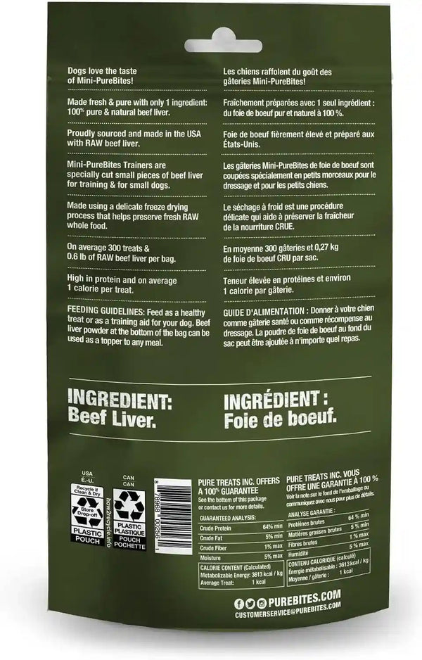 Purebites Mini Beef Liver Freeze Dried Dog Treats, 1 Ingredient, Made in USA, 3Oz2