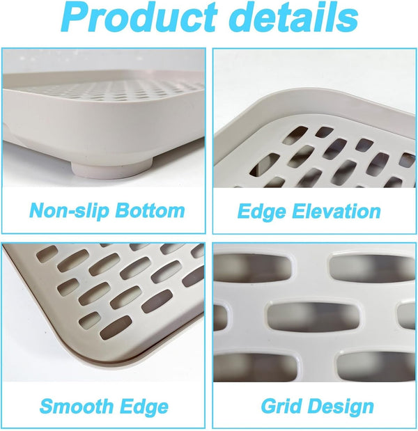 Kathson Rabbit Litter Box, Bunny Potty Trainer Tray Guinea Pig Litter Box with Grid, Small Animal Toilet for Bunny Guinea Pigs Ferret Cats Chinchilla (Grey, Large)3