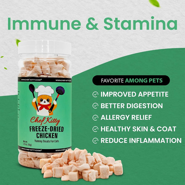 Freeze Dried Chicken Cat Treats | Healthy Dog Food Toppers 100% Human Grade | Single Ingredient, Grain Free Chicken Dog Treats | Inspected & Tested in USA | No Additives or Preservatives, 3.5 Oz5