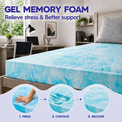 Twin XL Mattress Topper for College Dorm Room Essentials, 3 Inch Dual Layer Memory Foam with Plush Pillow Top, Extra Long Dorm Bed Topper for Back Pain Relief and Comfortable Sleep5