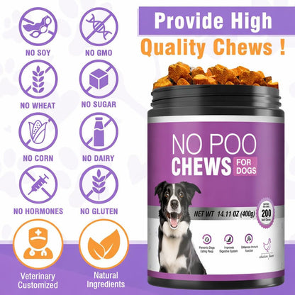 200 Chews No Poo Chews-No Poop Eating Deterrent for Dog-Coprophagia Deterrent for Dogs-Prevent Stop Dogs from Eating Poop Supplement with Digestive Enzymes&Probiotics-Breath Freshener-Chicken5