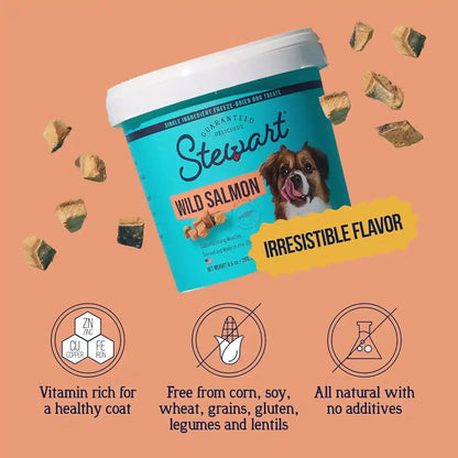 Stewart Freeze Dried Dog Treats, 100% Wild Salmon, 9.5 Oz Tub | Premium Quality Raw Protein, Single Ingredient, High Protein Training Treats & Food Topper, No Refrigeration, Cat Friendly2