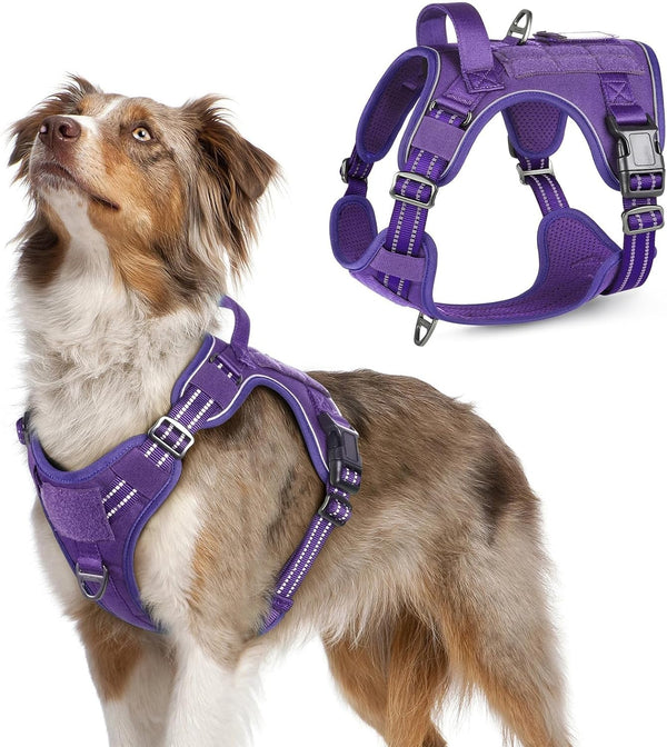 Rabbitgoo Tactical Dog Harness for Large, No Pull Military Service Vest | Molle & Handle, Heavy Duty, Adjustable, Reflective Straps, Easy Control for Training Walking, Black, Large44