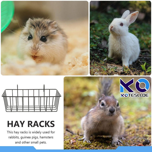 Hay Feeder for Rabbit, Guinea Pig, Bunny, Chinchilla, Heavy-Duty Metal Frame Hay Feeder, Small Animal Basket with Hook Metal Grass Holder Black7