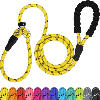 Tagme Slip Lead for Dogs, No Pull Training Leash, Padded Handle (Hot Pink) | Braided Climbing Rope, Reflective Stitching, 6 Ft, Fits Small to Large Dogs up to 250 Lbs, Cushioned Grip, No Leash Burn15