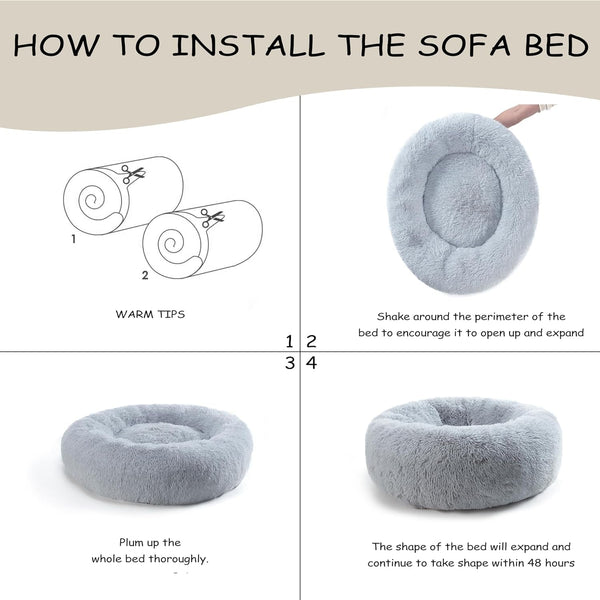 Bunlitent 39 Inch Calming Dog Bed, Donut Dog Bed for Large Sized Dog, Grey | Plush Anti-Anxiety, Donut Shape, Warming Cozy, round Cuddler Nest, Soft Cute,Marshmallow Cuddler Nest Pet Bed6