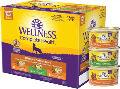 Wellness Complete Health Pate Variety Pack Adult Canned Wet Cat Food, Natural, Protein Rich, Grain Free, Seafood Favorites, 3 Oz, Pack of 24 Cans14