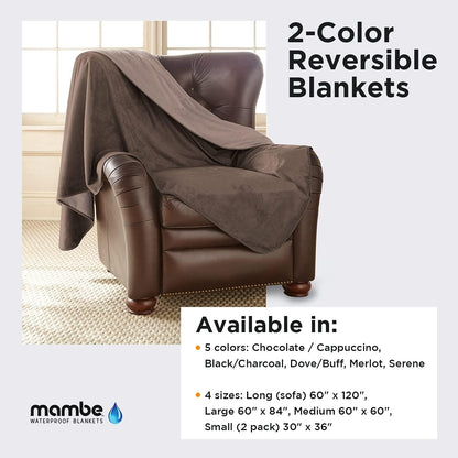 Silky Waterproof Throw for Protecting Furniture Bed Couch from Stains Caused by Dogs, Cats, Incontinence. Soft, Washable, Reversible (Size Small 2Pack 30X35 Inches, Color Chocolate/Cappuccino)4