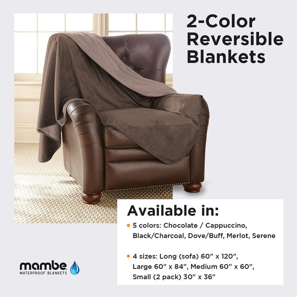 Silky Waterproof Throw for Protecting Furniture Bed Couch from Stains Caused by Dogs, Cats, Incontinence. Soft, Washable, Reversible (Size Small 2Pack 30X35 Inches, Color Chocolate/Cappuccino)4