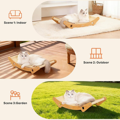 Cat Scratcher Hammock Bed, U-Shaped Wood Sisal Lounger, Furniture Protector | Pingping-Go, 23.6 X 13.8 Inch, Wood Frame, Natural Sisal, Indoor & Outdoor, for Large Cats6