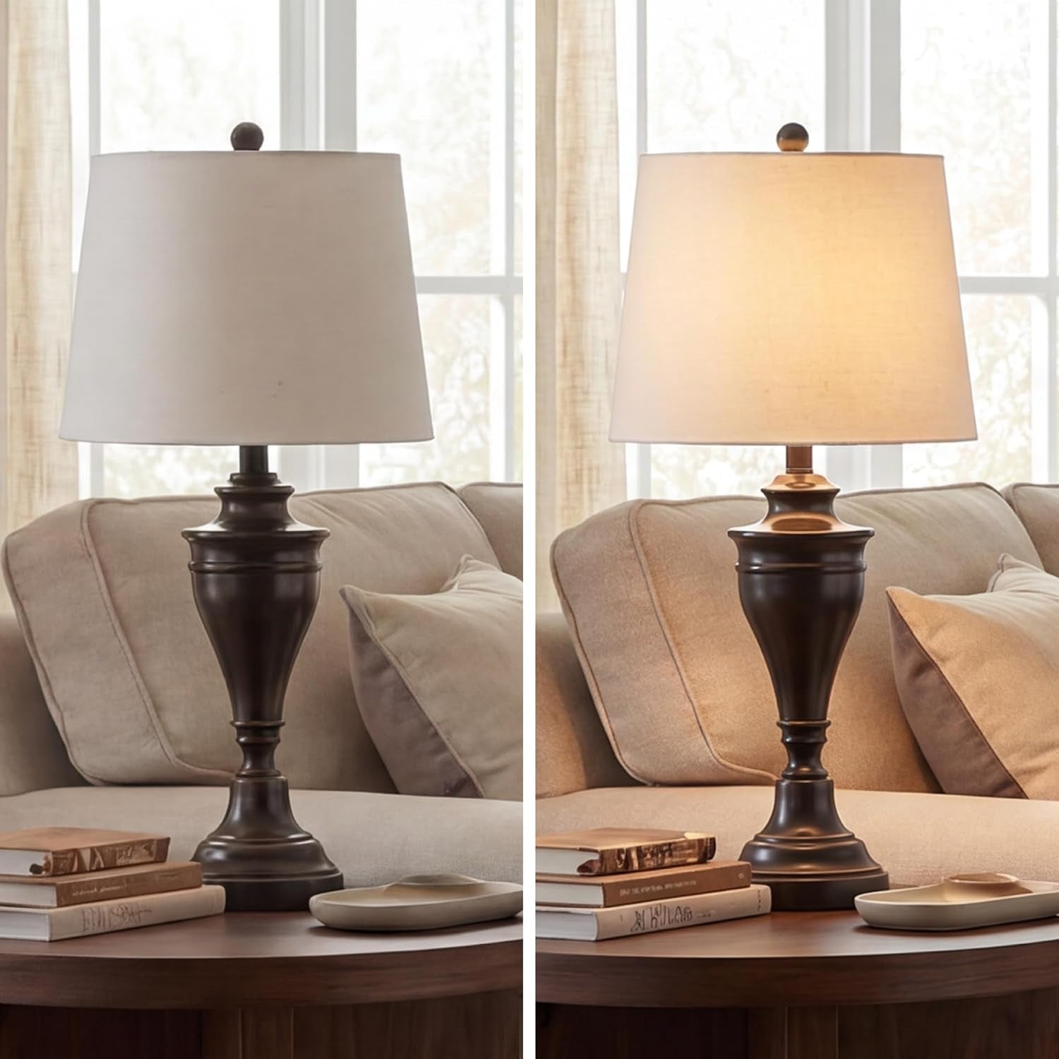 signature-design-by-ashley-table-lamp-set-of-2-dark-bronze-fabric-hardback-shade-28-5-inches-tall-traditional-double-pillar-base-3-way-switch-living-room-use-darlita-series