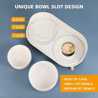 Elevated Ceramic Dog Bowl Set - Double Dog Feeding Bowls with Stand Splash Proof - Raised Dishes for Food and Water - Ideal for Small to Medium Dogs - 2 X 720 Ml - 11.3 Oz - White5