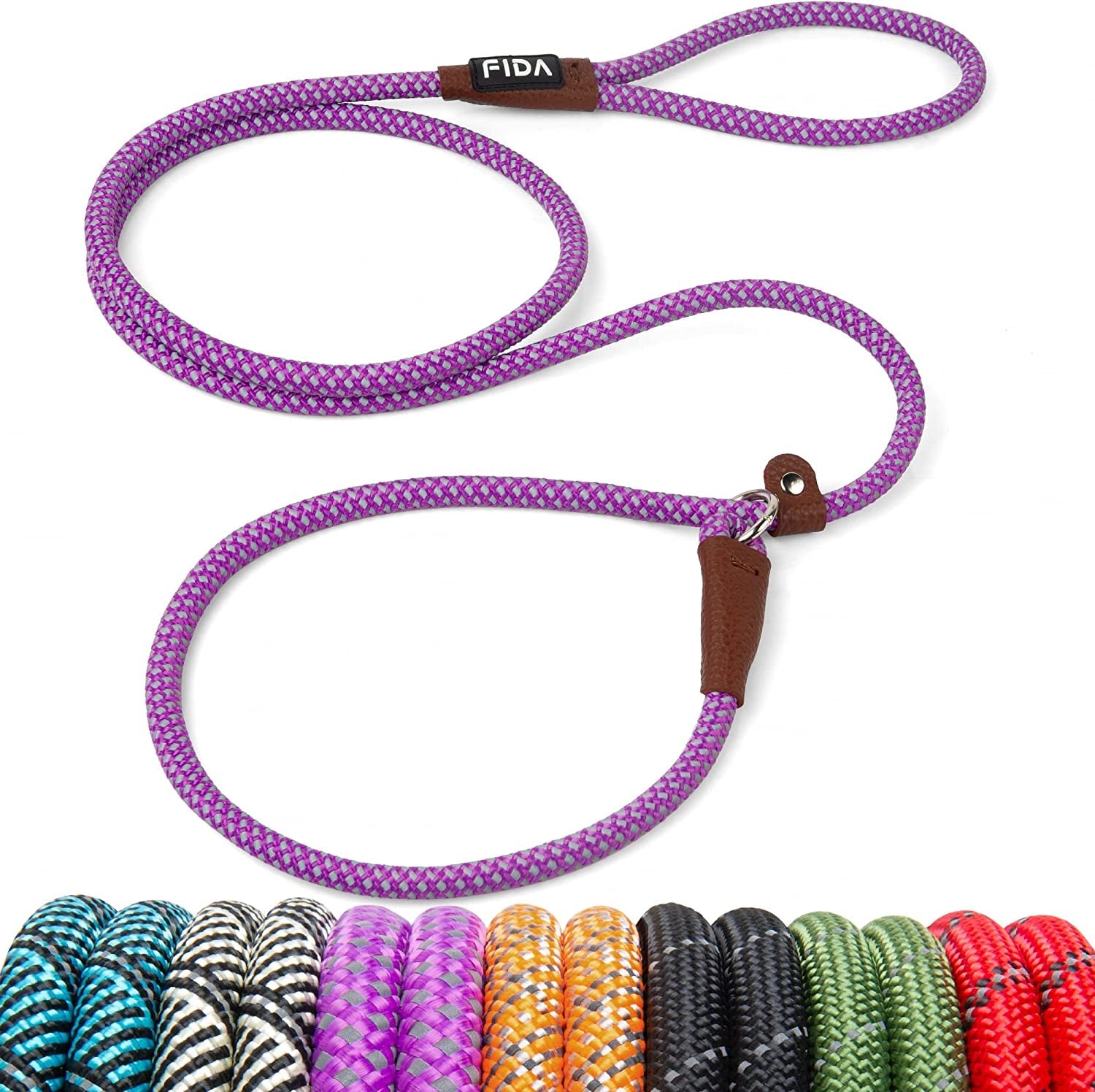 fida-durable-slip-lead-dog-leash-6-ft-x-1-2-heavy-duty-dog-loop-leashes-comfortable-strong-rope-slip-leash-for-large-medium-dogs-no-pull-pet-training-lead-with-highly-reflective1-2-black