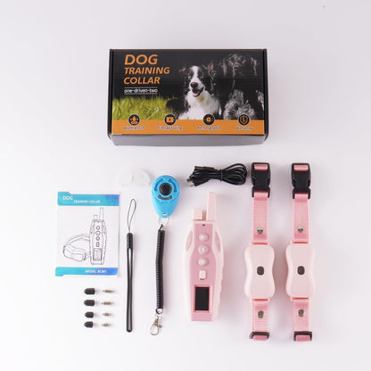 Dog Shock Collar 2 Dog- 3300FT Dog Training Collar for Small Medium Large Dog (5-120Lbs) with Remote,Ip67 Waterproof E-Collar with Beep (8 Sounds) Vibration (1-16) Shock (1-16) Flash Light,Pink8