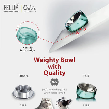 Felli Oblik Elevated Cat Bowl Removable Stainless Steel Wide Dish for Dry Wet Food Feeding & Dishwasher Clean, Slanted Whisker Fatigue Friendly Metal Plate (Classic, 0.5 Cups Shallow Dish)8