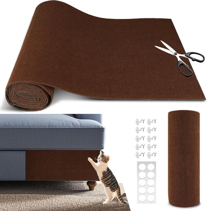 Cat Scratch Furniture Protector, 39.4"X15.8" Self Adhesive Cat Scratch Mat Pad,Cut to Fit DIY Replacement Carpet for Tree,Wall,Bed,Door, Couch Protector (Black)9