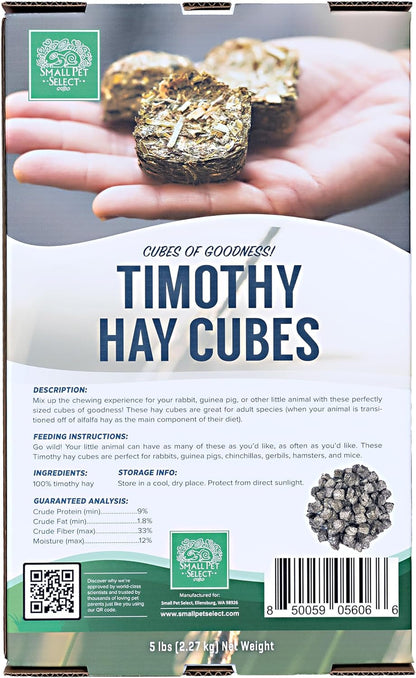 Small Pet Select - Straight Timothy Hay Cubes - 100% All Natural Timothy Hay, Not Blended - Delivered Fresh, Guarantee, (5 Lb) | 100% Natural Timothy, Not Blended, Delivered Fresh, Compressed Forage, for Chinchillas, Bunnies & Small Pets4