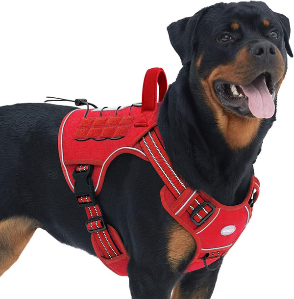 Auroth Tactical Dog Harness for Large Dogs No Pull Adjustable Pet Harness Reflective K9 Working Training Easy Control Pet Vest Military Service Dog Harnesses Army Yellow L49