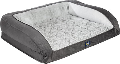 Serta Orthopedic Supportive Foam Quilted Couch Dog Bed with Soft Bolsters (Slate Gray) X-Large1