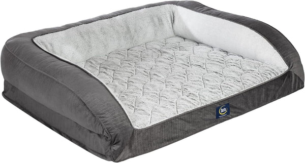 Serta Orthopedic Supportive Foam Quilted Couch Dog Bed with Soft Bolsters (Slate Gray) X-Large1