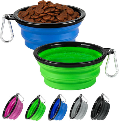 Collapsible Dog Bowl Large 34Oz, Travel Dog Water Bowl Portable | 2 Pack, 2 Carabiner Clips, Silicone Travel Dog Bowl Foldable, Feeding Watering Dish Bowl, for Parking, Walking, Camping16