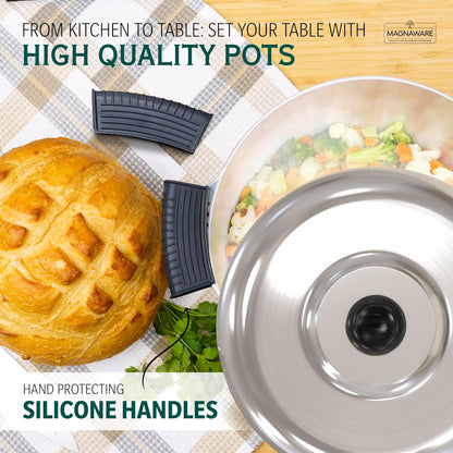 Cast Aluminum Dutch Oven with Lid - 3 Quart Lightweight Cookware Pot with Silicone Covers for Easy Handling - Even Heat Distribution & Retention - for Bread Baking, Stew, Simmering & More6