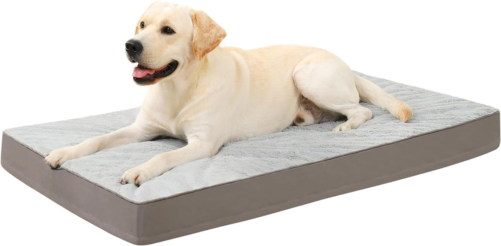ksiia-orthopedic-dog-bed-for-large-dogs-with-waterproof-lining-grey-35x22-deluxe-soft-plush-dog-crate-bed-washable-pet-mat-with-removable-cover-egg-crate-foam-for-large-dogs-sleeping-relaxing