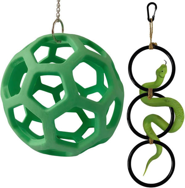Snake Enrichment Toys Ball,Jungle Gym Ball and Enrichment Rings for Small Ball Python Corn Snakes,Reptiles Climbing Toy,Snake Exploring&Climbing Accessories1