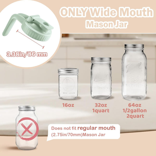 2 Pack Wide Mouth Mason Jar Lids V-Shaped with Handle, Mason Jar Pour Spout Lid with Extended Flip Lid Easy to Open, Airtight Leak Proof and Durable5
