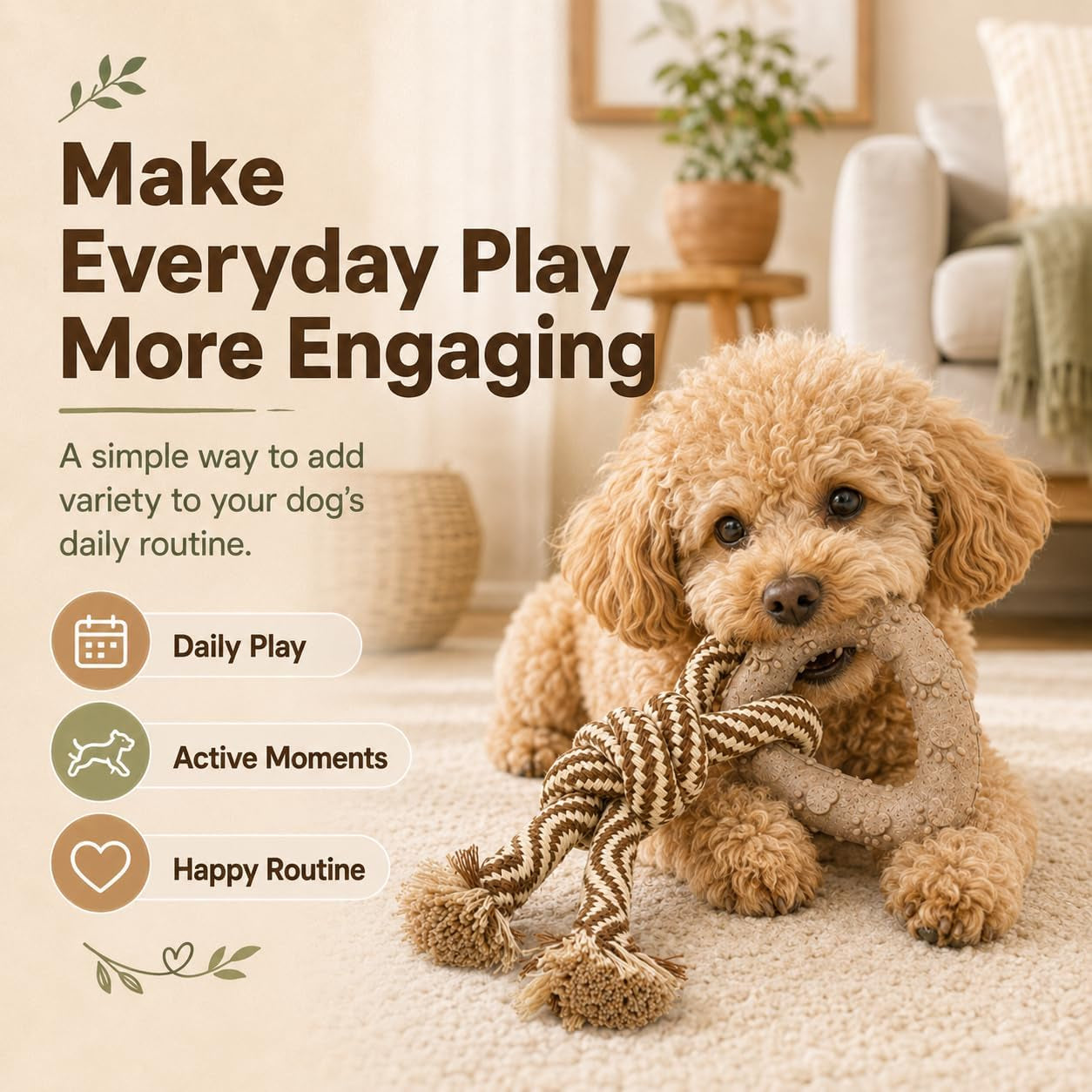 small-dog-toy-puppy-teething-toy-solid-non-toxic-tpr-triangle-ring-natural-cotton-rope-lightweight-2-6-oz-design-for-indoor-play-oral-care-habits-boredom-relief-sand-brown
