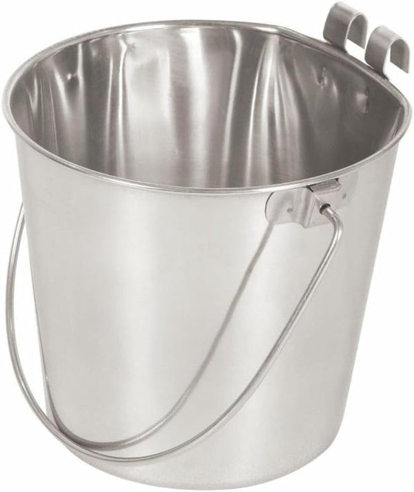 Advance Pet Products 4 Quart Stainless Steel Bucket with Dual Hook | Perfectly Fits on Kennels, Cages and Critter Crates | Heavy Duty Bucket for Pets Cleaning & Food Prep - Flat Sided Pail12
