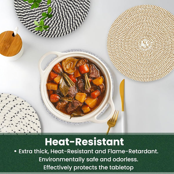 8 Inch Trivets for Hot Dishes, Hot Pots and Pans, 6 Pcs | Thick Heat Resistant, Large Coaster for Kitchen, Hot Pads, Kitchen Essentials, Kitchen Decor for Table & Countertop5