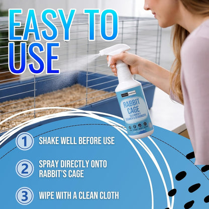 Rabbit Cage Odor Eliminator & Cleaner Spray, 32Oz – Made in USA | Targets Tough Urine, Ammonia and Bedding Odors; Fast-Drying, Non-Toxic Formula for Bunny Cages and Habitats.5