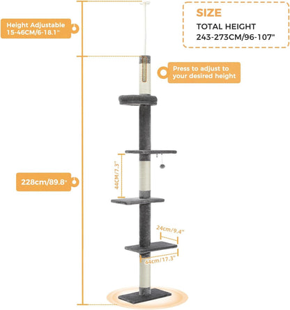 PETEPELA Cat Tree for Indoor Cats, 34.6" Small Cat Tower with Scratching Posts, 2 Condos, Scratching Ramp & Dangling Toys, Cat Play House for Kittens and Small Cats | Compact Tower with Thick Sisal Posts, 2 Condos, Dangling Toys & a Cozy Top Bed—For Kittens & Small Cats2