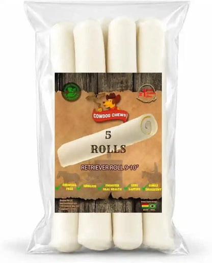 Cowdog Chews Retriever Roll 9-10 Inch All Natural Rawhide Product (20 Pack)12