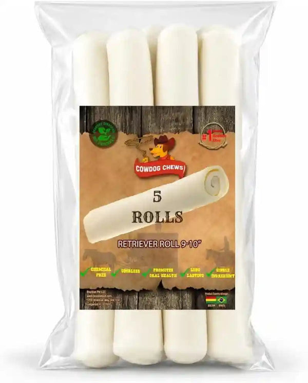 Cowdog Chews Retriever Roll 9-10 Inch All Natural Rawhide Product (20 Pack)12