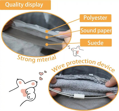 Cat Tunnel for Indoor Cats, 51×12 Inch Foldable Big Cat Tunnel, Grey Suede Pet Tunnels with Two Peepholes and a Bubble Ball3