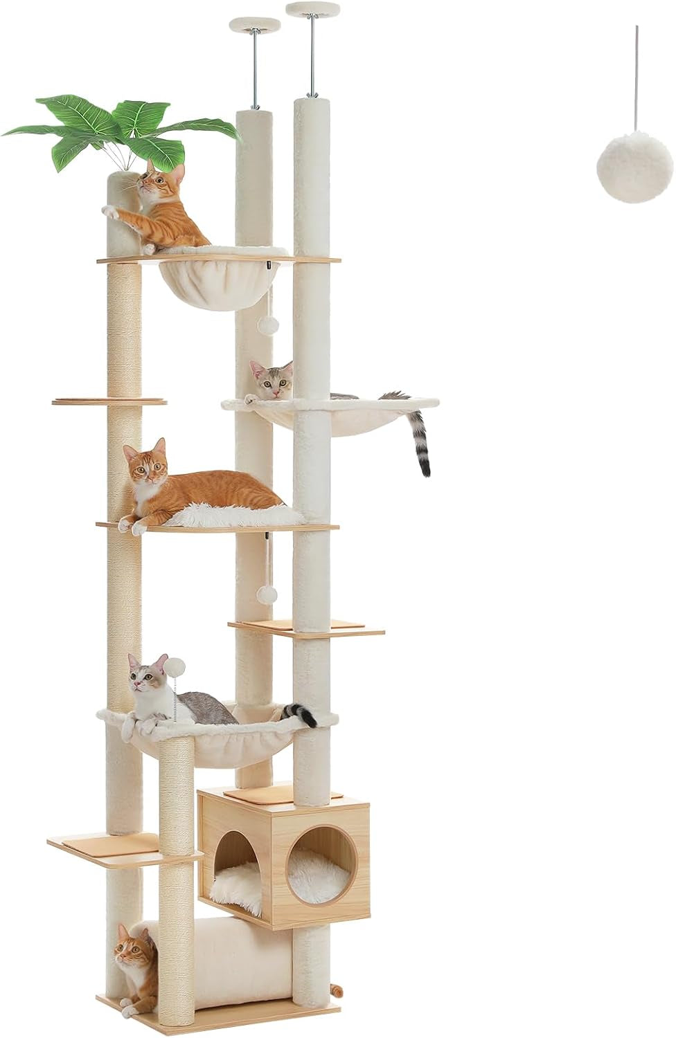 petepela-cat-tree-for-indoor-cats-34-6-small-cat-tower-with-scratching-posts-2-condos-scratching-ramp-dangling-toys-cat-play-house-for-kittens-and-small-cats-compact-tower-with-thick-sisal-posts-2-condos-dangling-toys-a-cozy-top-bed-for-kittens-small-cats