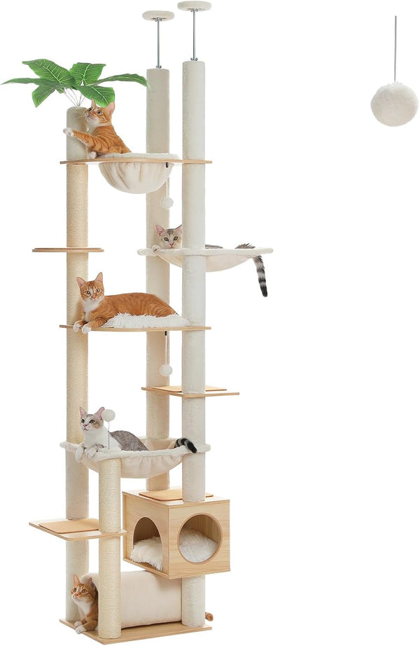 PETEPELA Cat Tree for Indoor Cats, 34.6" Small Cat Tower with Scratching Posts, 2 Condos, Scratching Ramp & Dangling Toys, Cat Play House for Kittens and Small Cats | Compact Tower with Thick Sisal Posts, 2 Condos, Dangling Toys & a Cozy Top Bed—For Kittens & Small Cats12