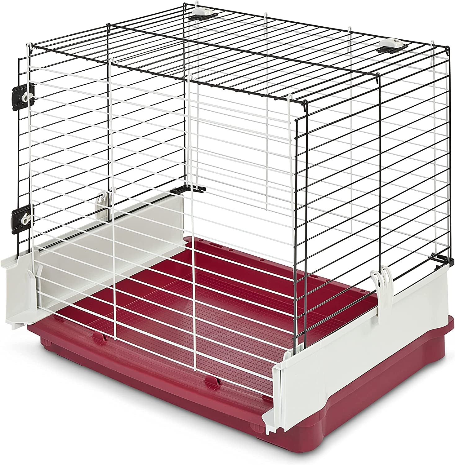 midwest-homes-for-pets-158-wabbitat-deluxe-rabbit-home-rabbit-cage-39-5-l-x-23-75-w-x-19-75-h-inch-maroon-white