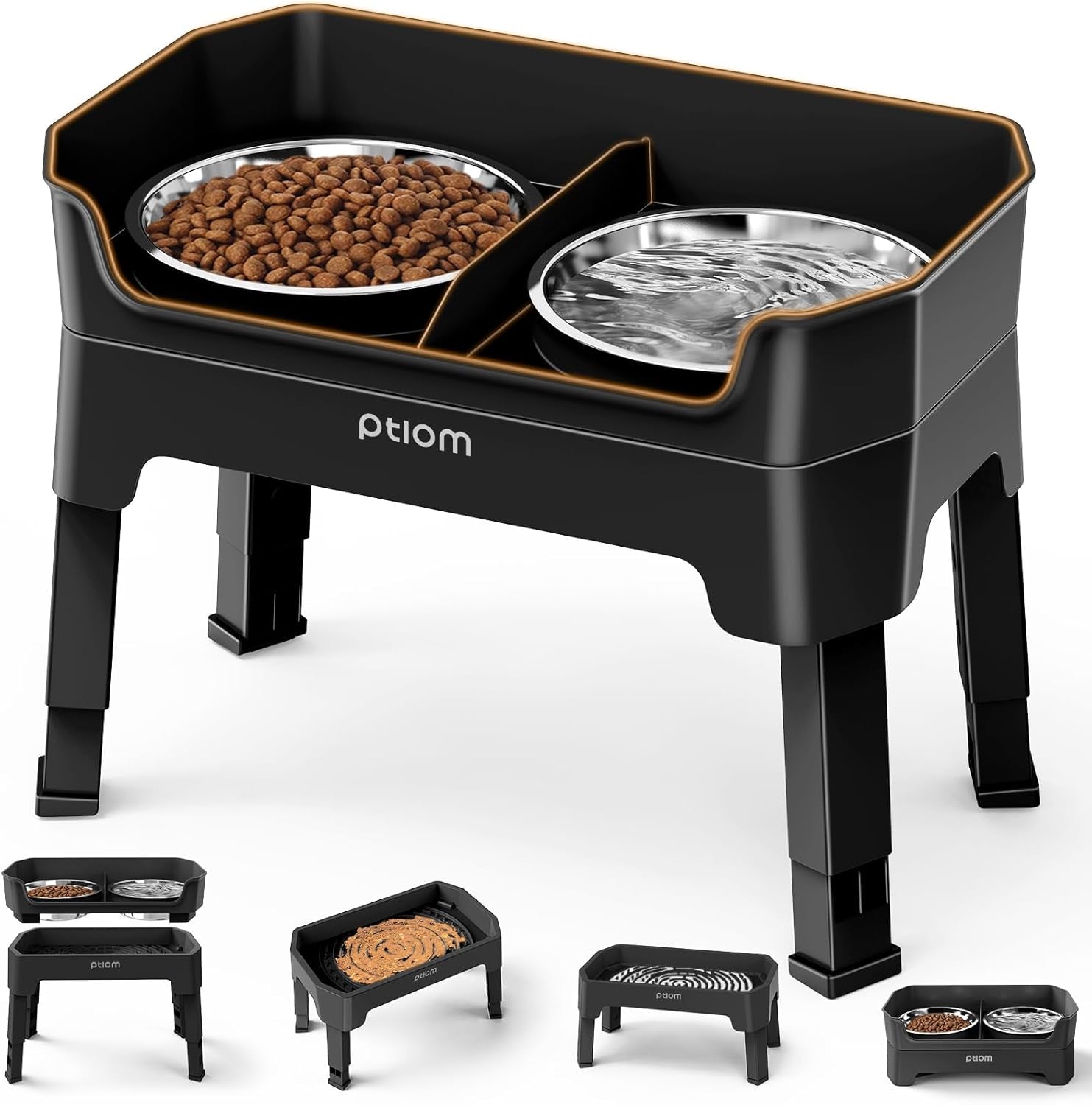 4-in-1-elevated-slow-feeder-dog-bowls-4-height-adjustable-mess-proof-raised-dog-bowl-stand-with-no-spill-dog-water-bowl-stainless-steel-dog-food-bowl-slow-feeder-for-large-medium-small-dogs-pets