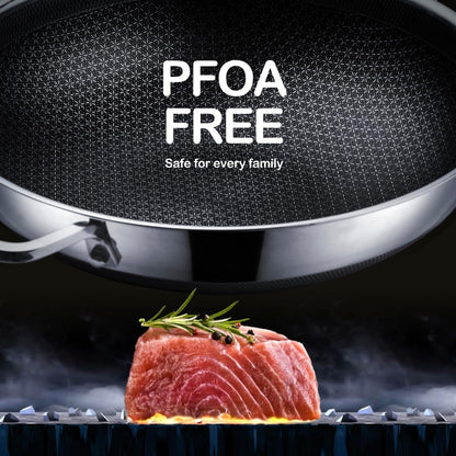 13 Inch Hybrid Stainless Steel Wok with Lid and Steamer Basket, Non Stick Stir Fry Pan, Pfoa-Free, Works on Induction, Dishwasher & Oven Safe3