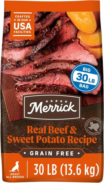 Merrick Premium Grain Free Dry Adult Dog Food, Wholesome and Natural Kibble, Real Texas Beef and Sweet Potato - 22.0 Lb. Bag15