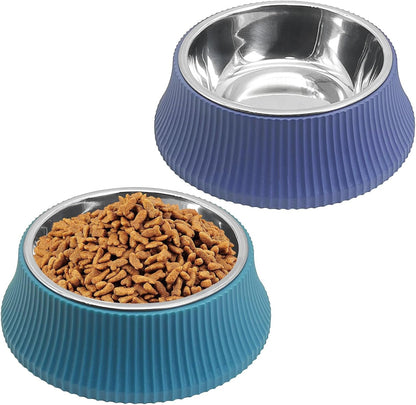 Kathson Crate Dog Bowl, Removable Stainless Steel Hanging Pet Kennel Cage Bowl Food & Water Feeder Coop Cup for Puppy, Cat, Rabbit, Guinea Pigs Ferret Bird (2 PCS, Size: M, Blue and Green)11