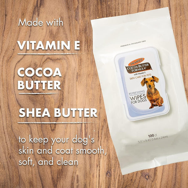 Palmer'S for Pets Cocoa Butter Refreshing Wipes for Dogs, 100 Count | Vitamin E Formula, Paraben- and Phthalate-Free, Gentle Daily Grooming, Dogs and Puppies3