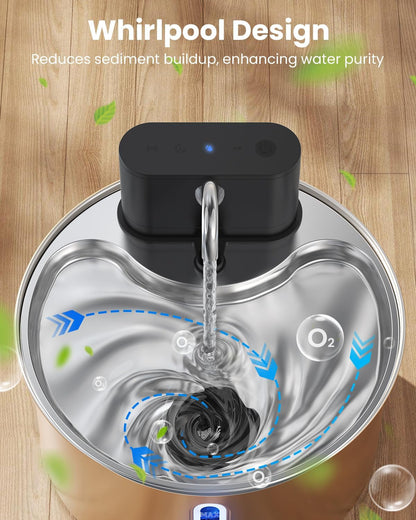 Cat Water Fountain Wireless Stainless Steel with Sensor 3.5L/118Oz Battery Operated Rechargeable Automatic Water Dispenser Quiet Pump for Drinking Indoor, Easy Clean for Cats Dogs Pets2