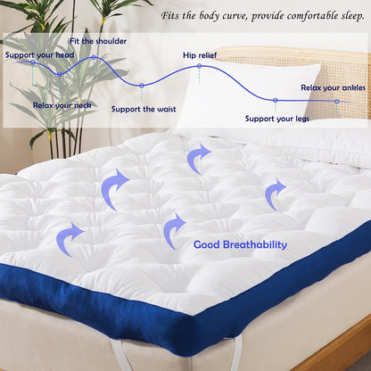 5 Inch Memory Foam Mattress Topper Queen for Back Pain, Filled with Flfuffy Soft Breathable Stuffing, Thick Supportive Pillow Top Queen Mattress Topper5