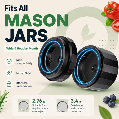 M11 Electric Mason Jar Vacuum Sealer Kit - with Wide and Regular Mouth Mason Lids, Jar Vacuum Sealer for Canning Jars, Vacuum Sealing Machine for Food Storage Black3